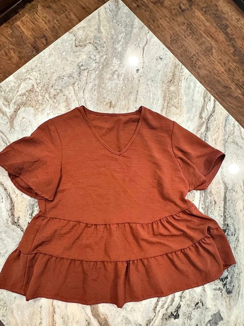 Brown Ruffle Hem Tunic